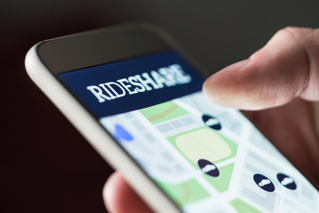 Rideshare accidents rideshare app on mobile